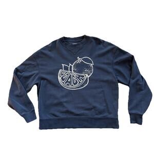 Men’s Coach Orange Spellout Crewneck Sweatshirts Navy Size Medium